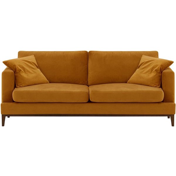 Covex Wood 3 Seater Sofa, mustard, Leg colour: dark oak