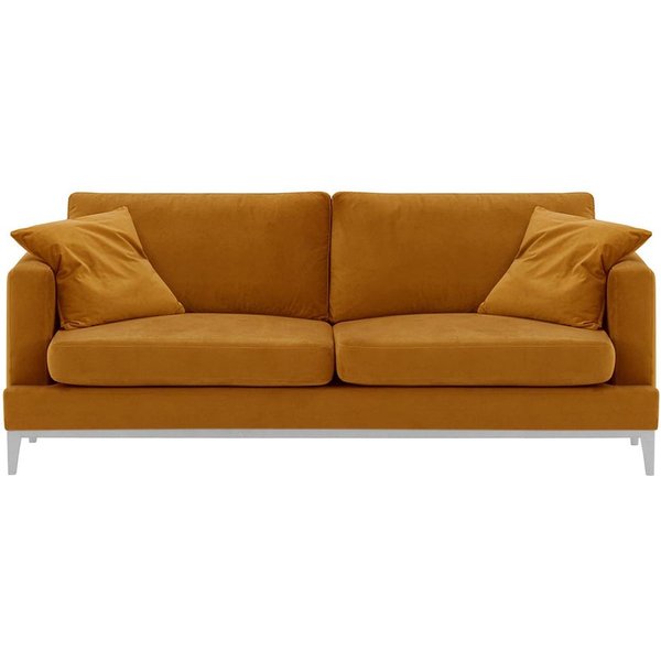 Covex Wood 3 Seater Sofa, mustard, Leg colour: white