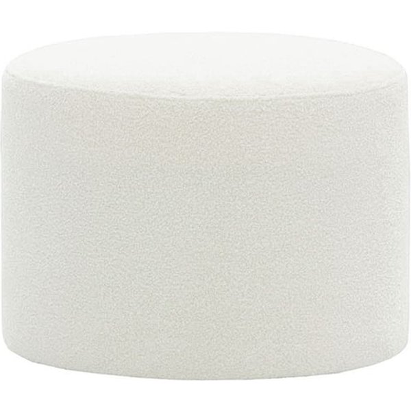 Zaz Small Round Pouffe, boucle ivory