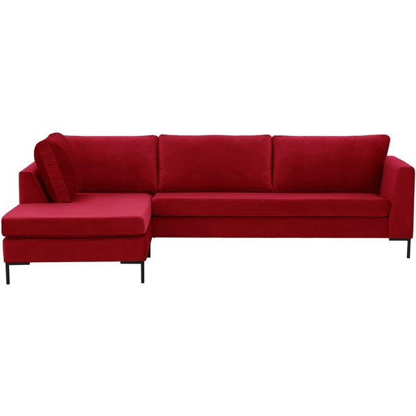 Gosena Left Hand Corner Sofa, dark red, Leg colour: black metal