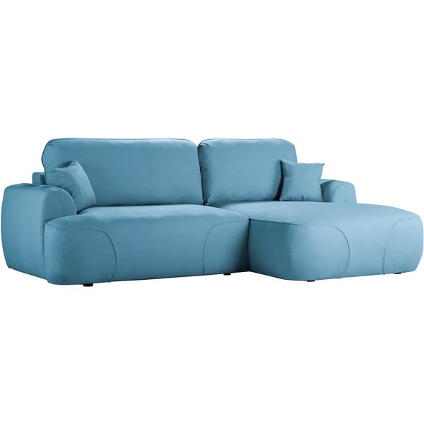 Satell right-hand corner sofa bed, light blue