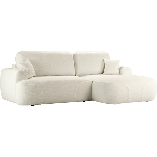 Satell right-hand corner sofa bed, boucle ivory