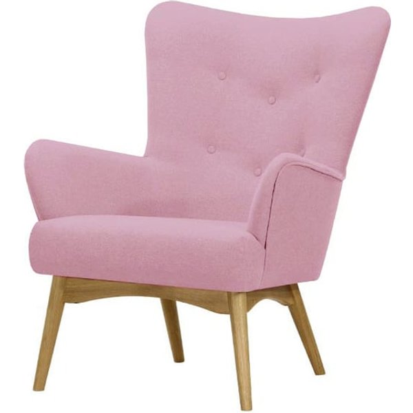 Savano Wingback Chair, pink, Leg colour: like oak
