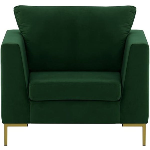 Gosena Armchair, dark green, Leg colour: gold metal