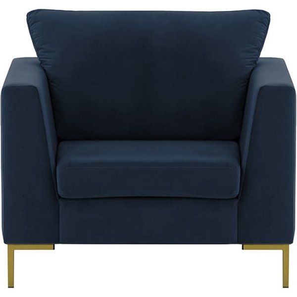 Gosena Armchair, blue, Leg colour: gold metal