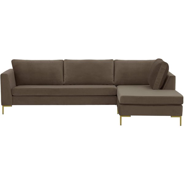 Gosena Right Hand Corner Sofa, grey, Leg colour: gold metal