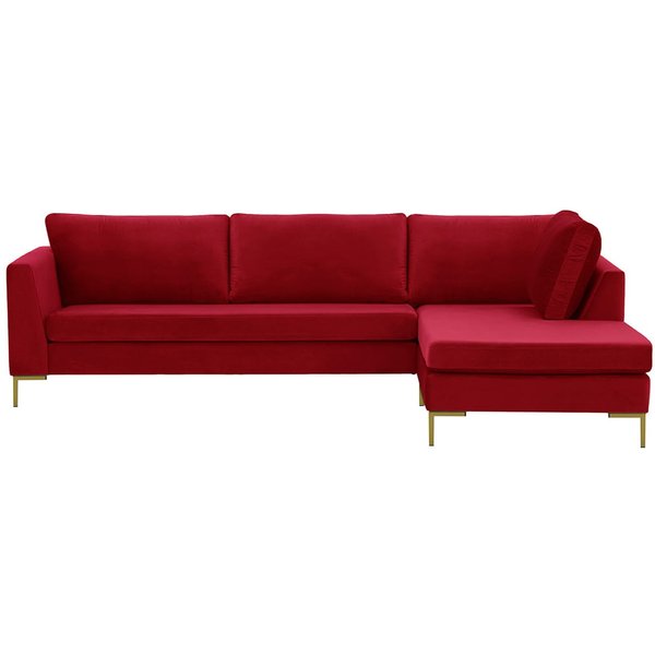 Gosena Right Hand Corner Sofa, dark red, Leg colour: gold metal