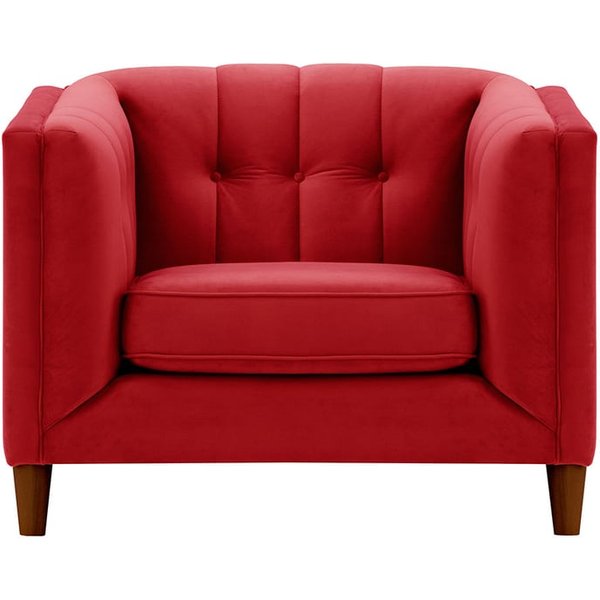 Sodre Armchair, dark red, Leg colour: dark oak