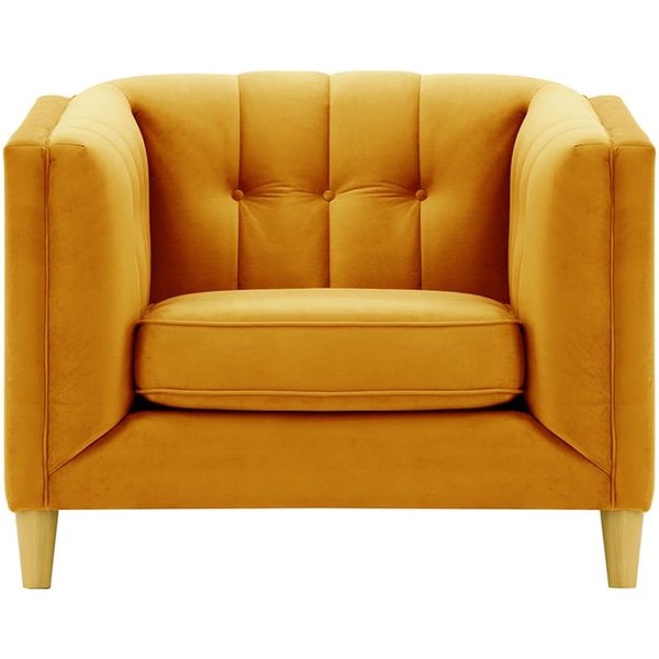 Sodre Armchair, mustard, Leg colour: like oak