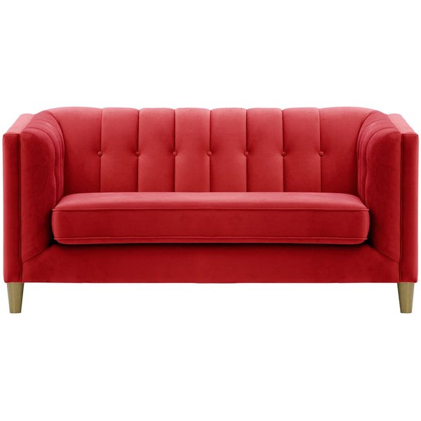 Sodre 2 Seater Sofa, dark red, Leg colour: wax black