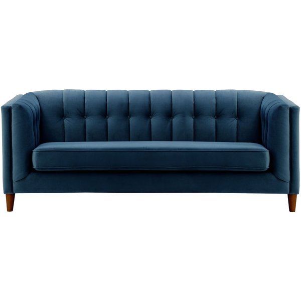Sodre 3 Seater Sofa, blue, Leg colour: dark oak