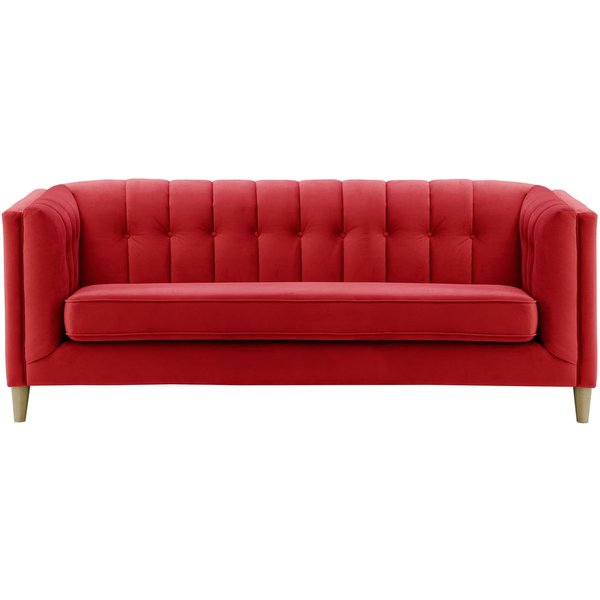 Sodre 3 Seater Sofa, dark red, Leg colour: wax black