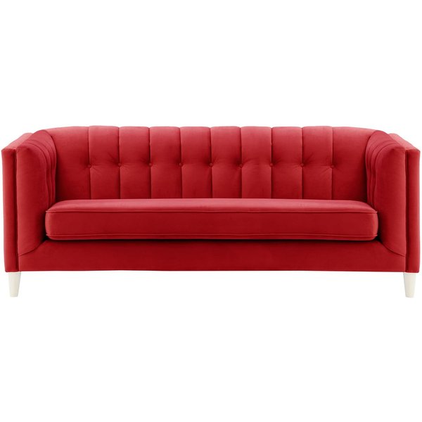 Sodre 3 Seater Sofa, dark red, Leg colour: white