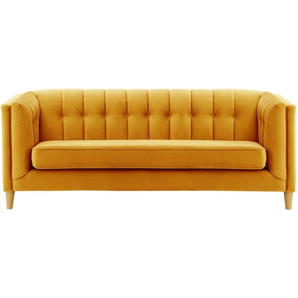Sodre 3 Seater Sofa, mustard, Leg colour: like oak