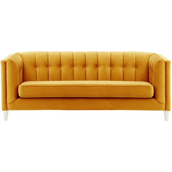 Sodre 3 Seater Sofa, mustard, Leg colour: white