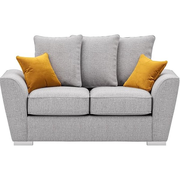 Majestic 2 Seater Sofa with Loose Back Cushions, light grey/mustard