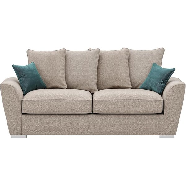 Majestic 3 Seater Sofa with Loose Back Cushions, beige/azure