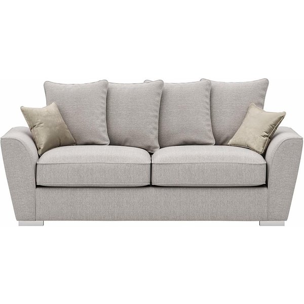 Majestic 3 Seater Sofa with Loose Back Cushions, cream/mink