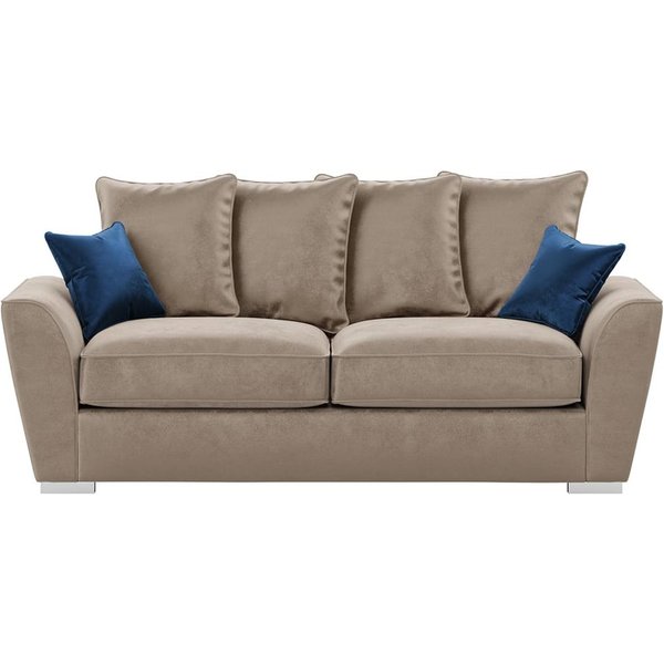 Majestic 3 Seater Sofa with Loose Back Cushions, mink/blue