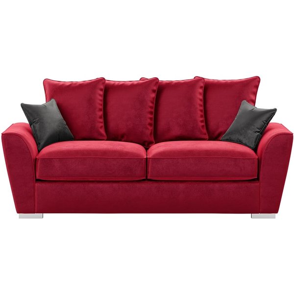 Majestic 3 Seater Sofa with Loose Back Cushions, dark red/graphite