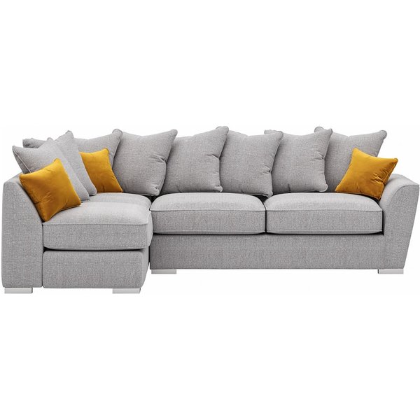 Majestic New Left Hand Corner Sofa with Loose Back Cushions, light grey/mustard