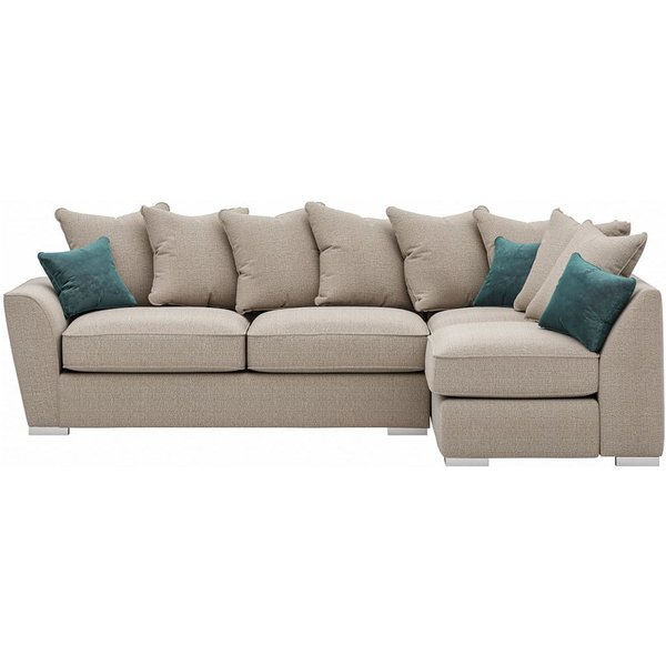Majestic New Right Hand Corner Sofa with Loose Back Cushions, beige/azure