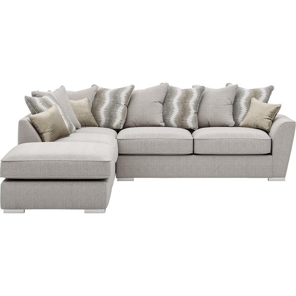 Majestic Left Hand Corner Sofa with Footstool and Loose Back Cushions, cream/mink