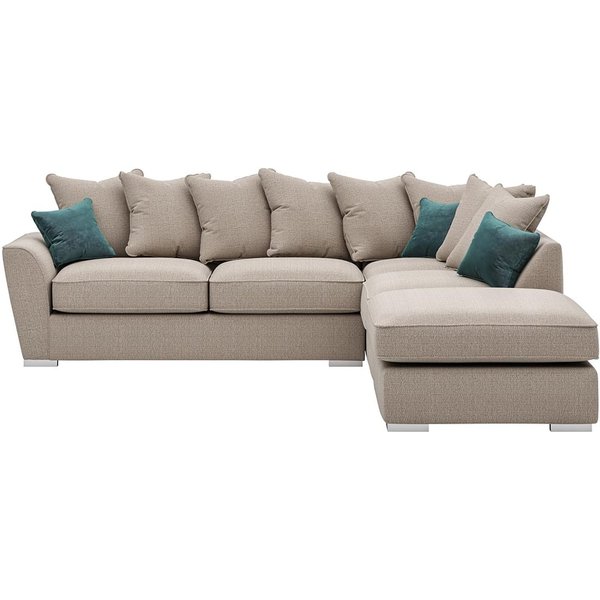 Majestic Right Hand Corner Sofa with Footstool and Loose Back Cushions, beige/azure