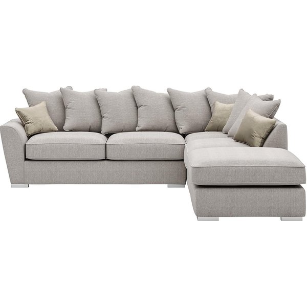 Majestic Right Hand Corner Sofa with Footstool and Loose Back Cushions, cream/mink