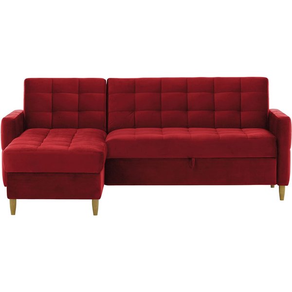 Velocity Universal Corner Sofa Bed With Storage, dark red