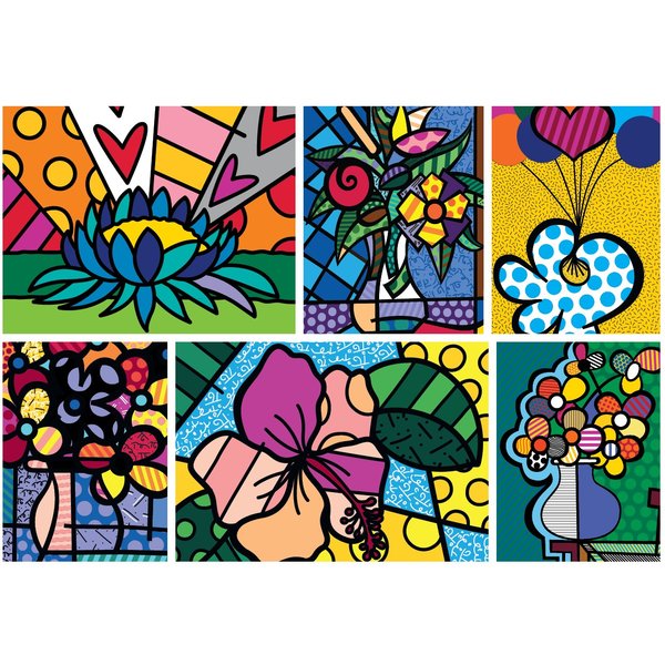 Puzzle Romero Britto - Collage: Flowers Bluebird Puzzle-image