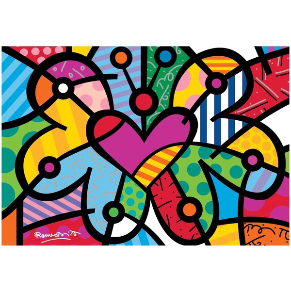 Puzzle Romero Britto - Heart Butterfly Bluebird Puzzle-image