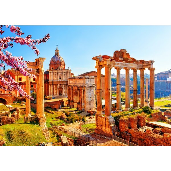 Puzzle Roman Ruins In Spring, Italy Bluebird Puzzle-image