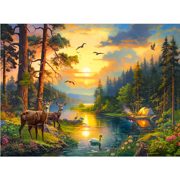Puzzle Coucher De Soleil Sur La RivièRe De La ForêT Castorland-image