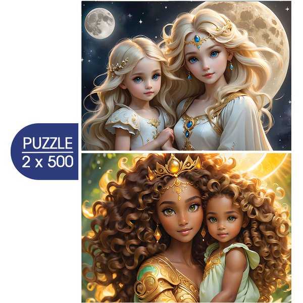 2 Puzzles - La Lune Et Le Soleil - Collection MèRe Et Fille-image