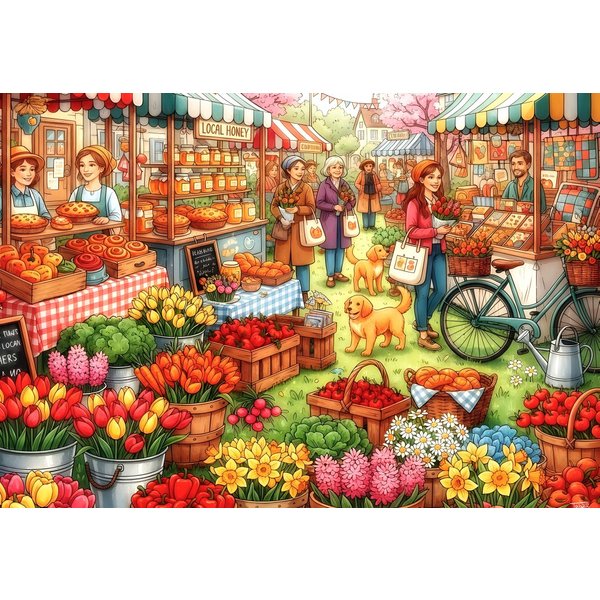 Puzzle Marché Fermier Haut En Couleur Alipson Puzzle-image