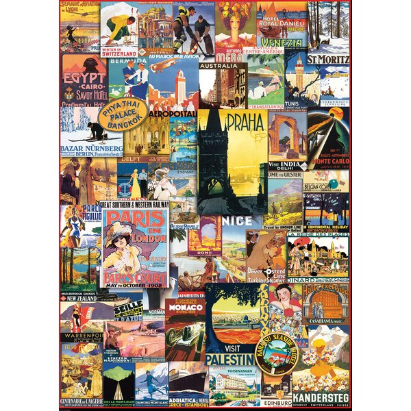 Puzzle Travel Around The World - Vintage Posters Eurographics-image