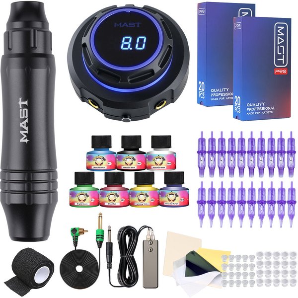 Mast P10 Ultra Tattoo Pen Machine Halo Power Supply Pro Cartridges