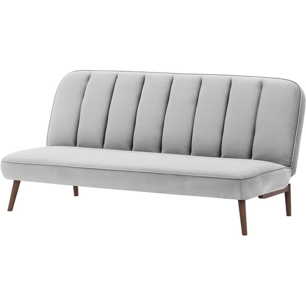 Canapé convertible click-clack Lull, gris clair - Velluto 15, Couleur des pieds: Chêne foncé