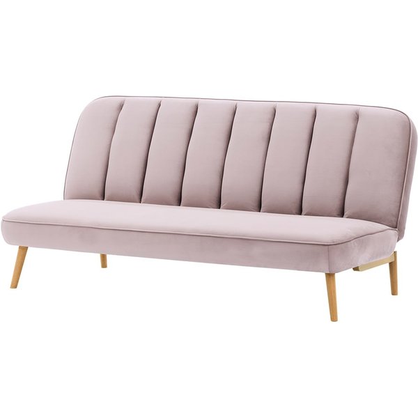 Canapé convertible click-clack Lull, lila/rose - Velluto 14, Couleur des pieds: Chêne clair
