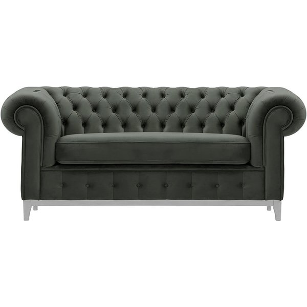 Canapé deux places Chesterfield Grand, graphite - Velluto 19, Couleur des pieds: Blanc