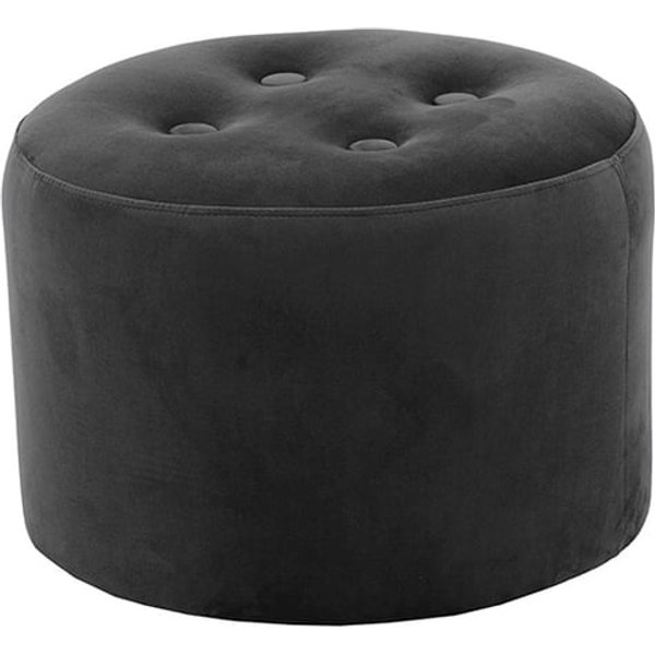 Petit pouf rond Flair - 4 boutons, graphite - Velluto 19