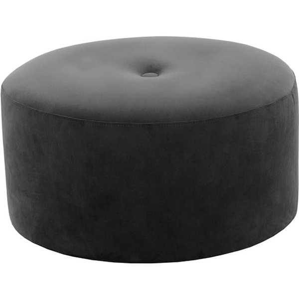 Grand pouf rond Flair - 1 bouton, graphite - Velluto 19