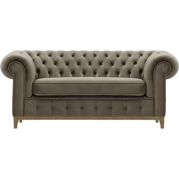 Canapé deux places Chesterfield Grand, gris éléphant - Velluto 17, Couleur des pieds: Noir wax