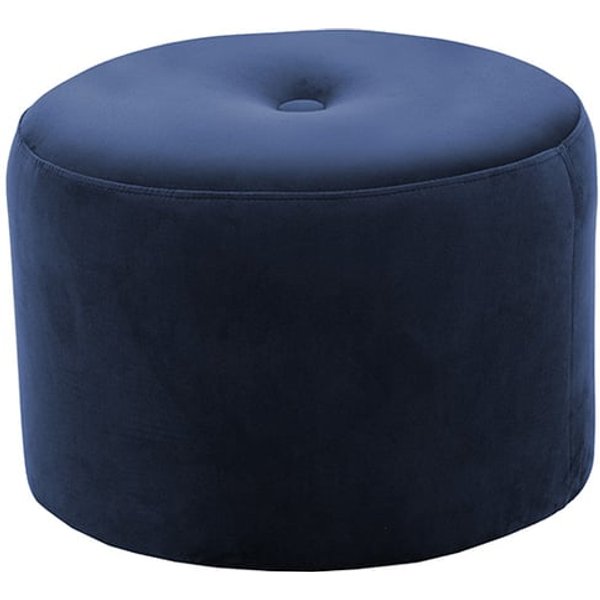 Petit pouf rond Flair - 1 bouton, bleu - Velluto 11