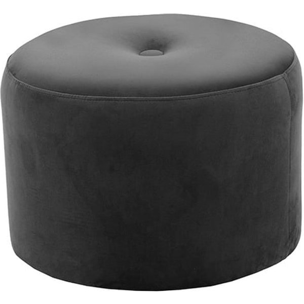 Petit pouf rond Flair - 1 bouton, graphite - Velluto 19
