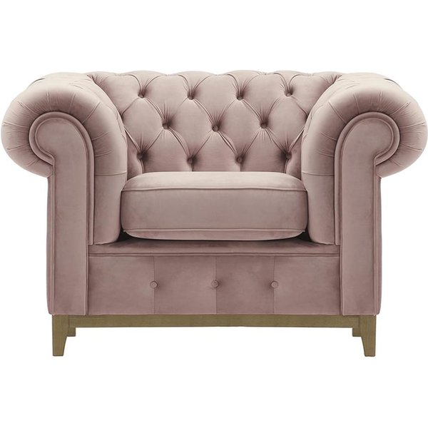 Fauteuil Chesterfield Grand, lila/rose - Velluto 14, Couleur des pieds: Noir wax