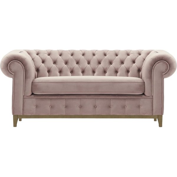 Canapé deux places Chesterfield Grand, lila/rose - Velluto 14, Couleur des pieds: Noir wax