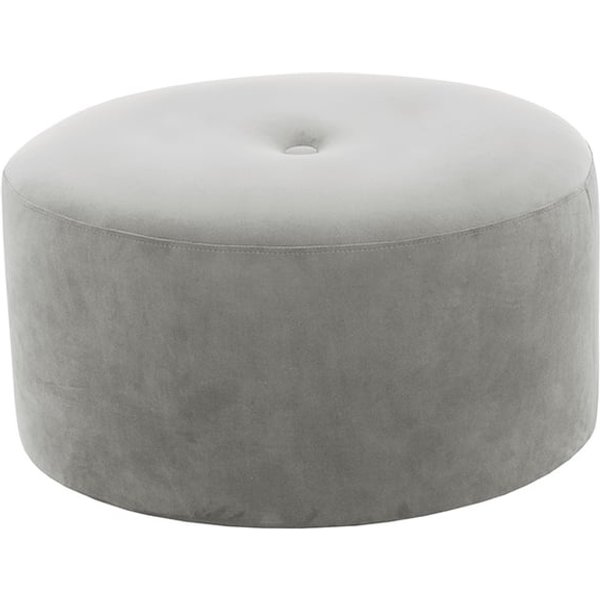 Grand pouf rond Flair - 4 boutons, gris clair - Velluto 15