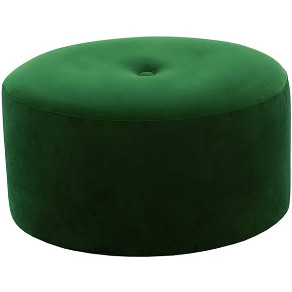 Grand pouf rond Flair - 4 boutons, vert foncé - Velluto 10